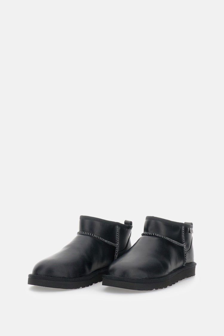 Ugg Classic Ultra Mini Leather Ankle Boots With Uggplush Lining