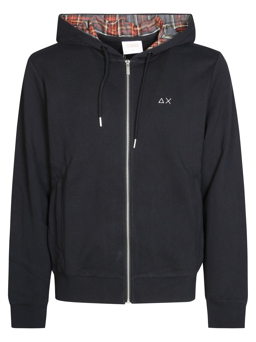 Sun 68 Zip-Up Hoodie With Contrasting Fabric