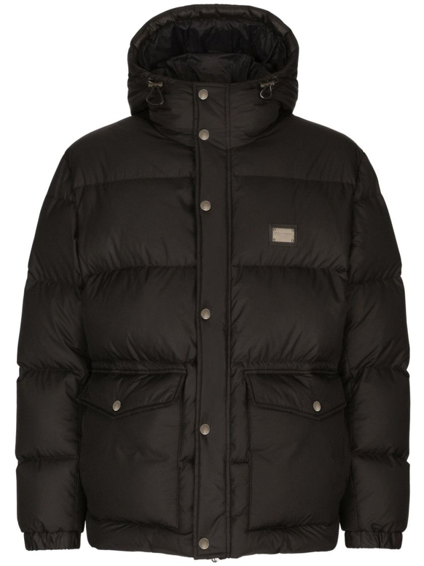 Dolce & Gabbana Puffy Black Coat With High Collar