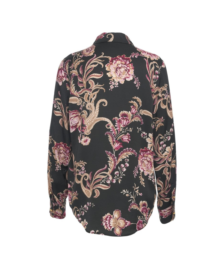 Guess By Marciano Monogram Pattern Blouse With Buttoned Cuffs And Classic Collar