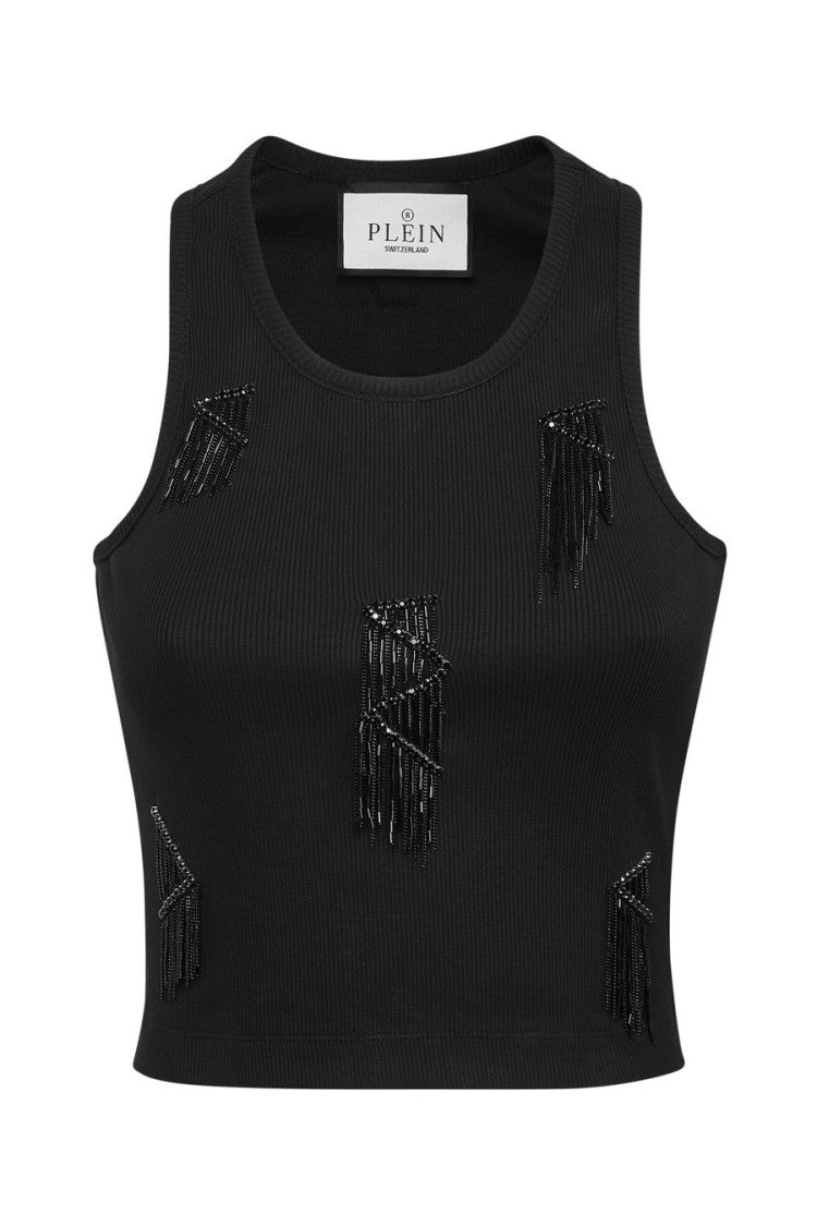 Philipp Plein Fringe-Detail Ribbed Crop Top By Philipp Plein
