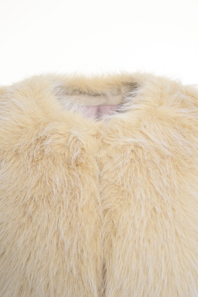 Herno Sleeveless Waistcoat In Soft Faux Fur With Elongated Silhouette