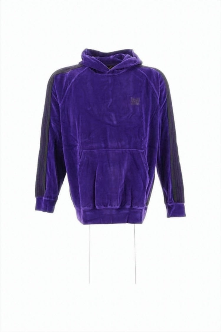 Needles Plush Velour Hoodie With Contrasting Stripes