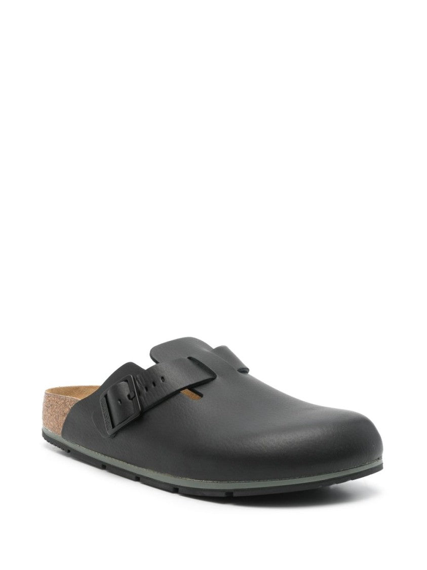Birkenstock Closed-Toe Black Leather Sandals With Adjustable Strap