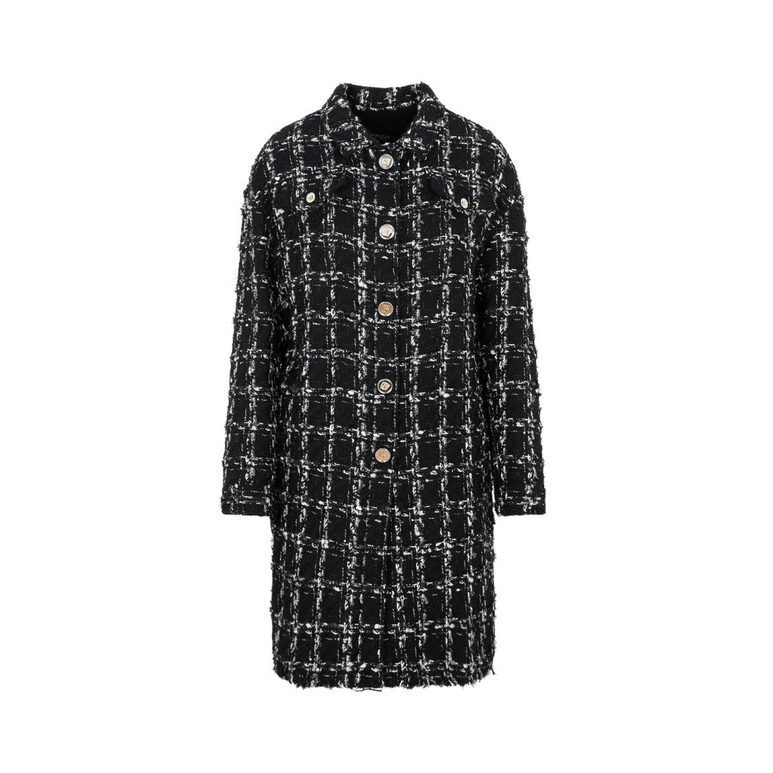 Giambattista Valli Black and White Checked Bouclé Coat