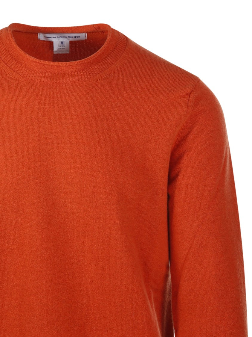 Comme Des Garçons Minimalist Long-Sleeved Wool Shirt With Ribbed Detailing