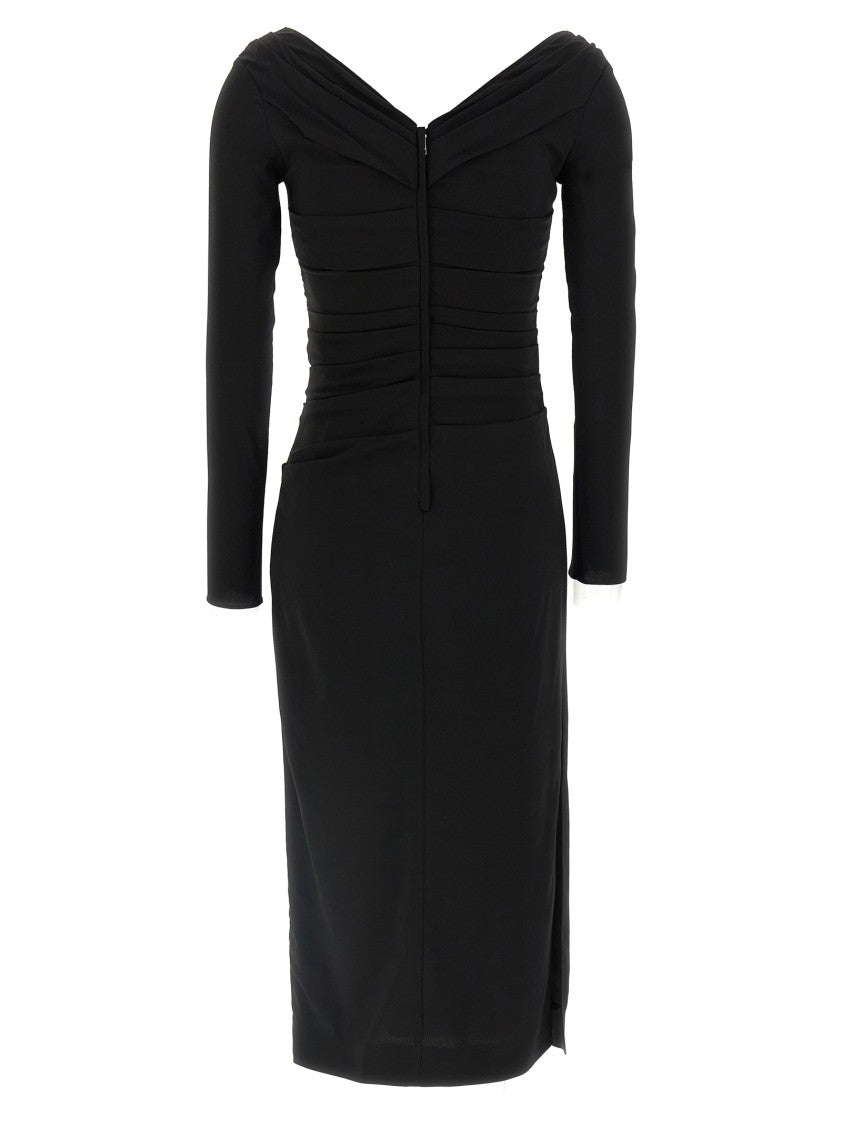 Dolce & Gabbana Draped Midi Dress With V-Neckline