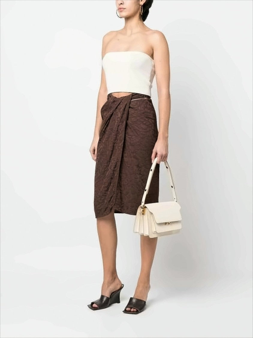 Marni Structured White Calf Leather Shoulder Bag With Gold-Tone Clasp