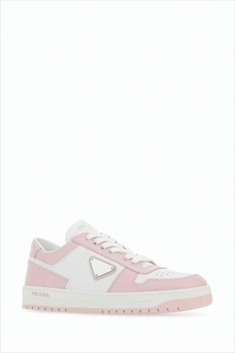 Prada Low-Top White Sneakers With Signature Logo Plaque
