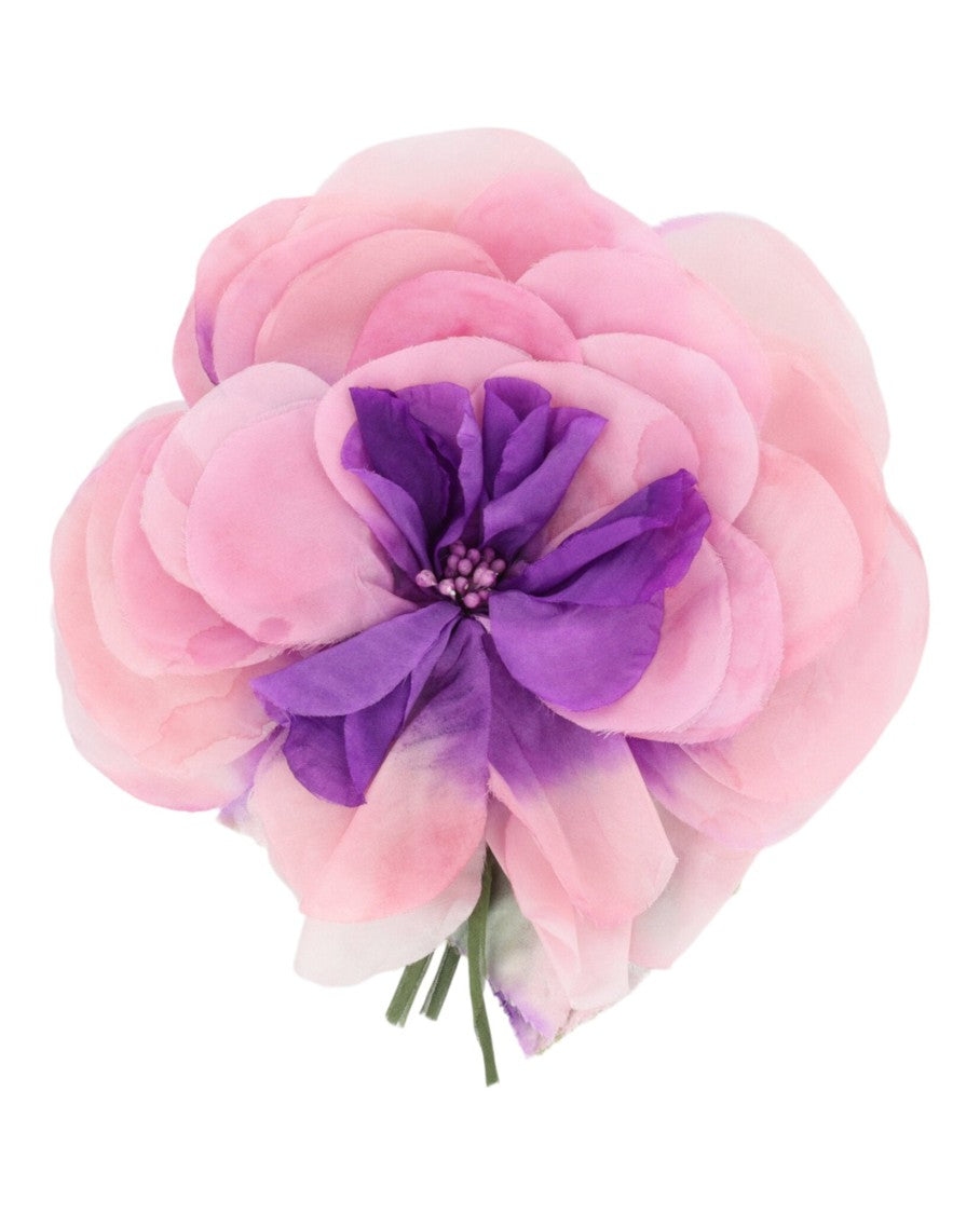 Gucci Stunning Silk Flower Brooch With Signature Bee