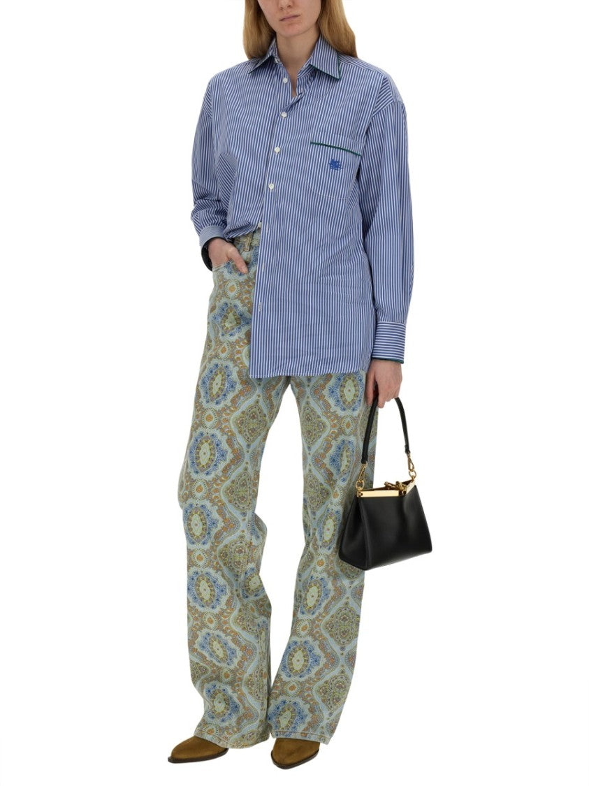 Etro Paisley-Print High-Waisted Wide-Leg Jeans