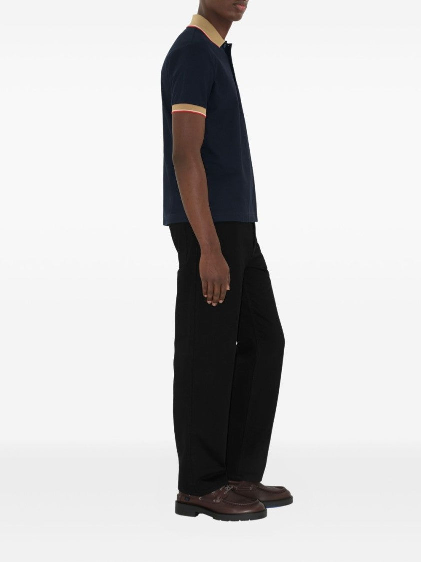 Burberry Navy Blue Polo With Equestrian Knight Motif