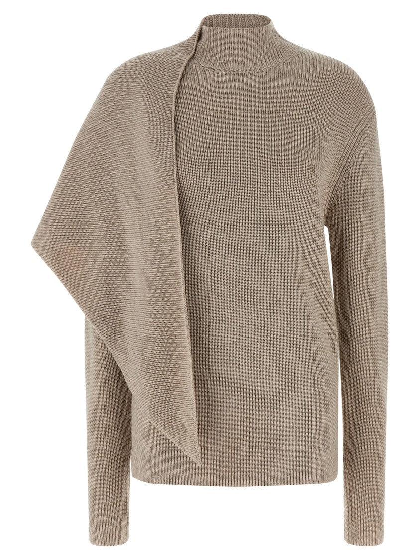 Entire Studios Ribbed Knit 'Wrap' Sweater With Scarf Detail