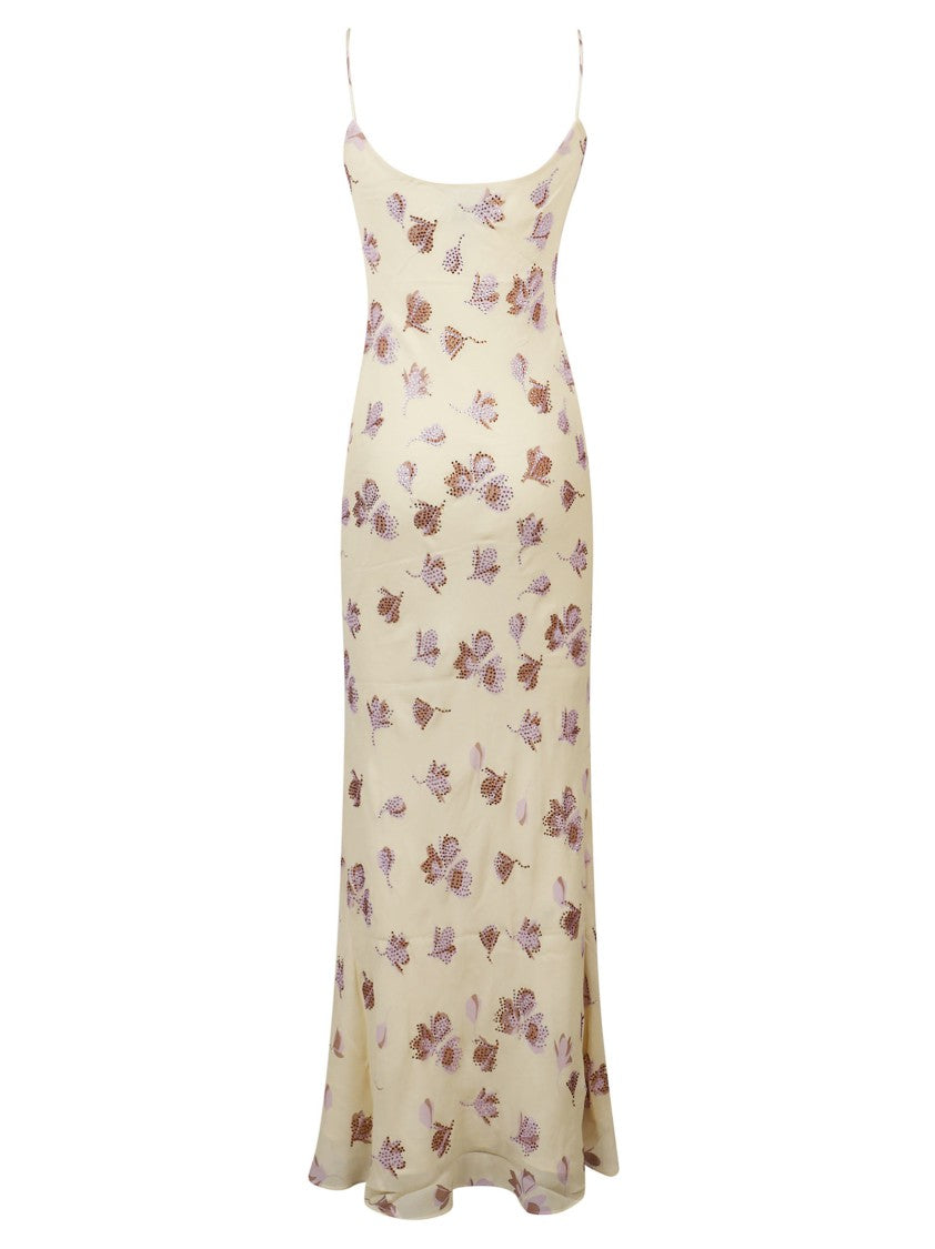 Self-Portrait Floor-Length Yellow Floral Evening Dress With Spaghetti Straps
