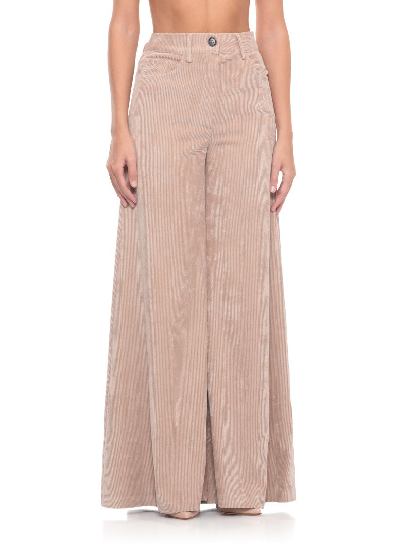 D. Exterior Beige Corduroy Palazzo Pants