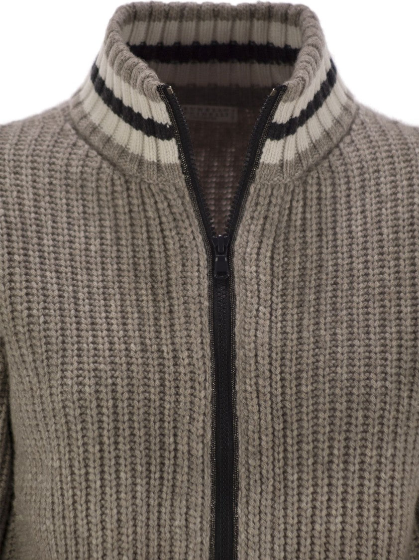 Brunello Cucinelli Cashmere Cardigan With Shiny Trims