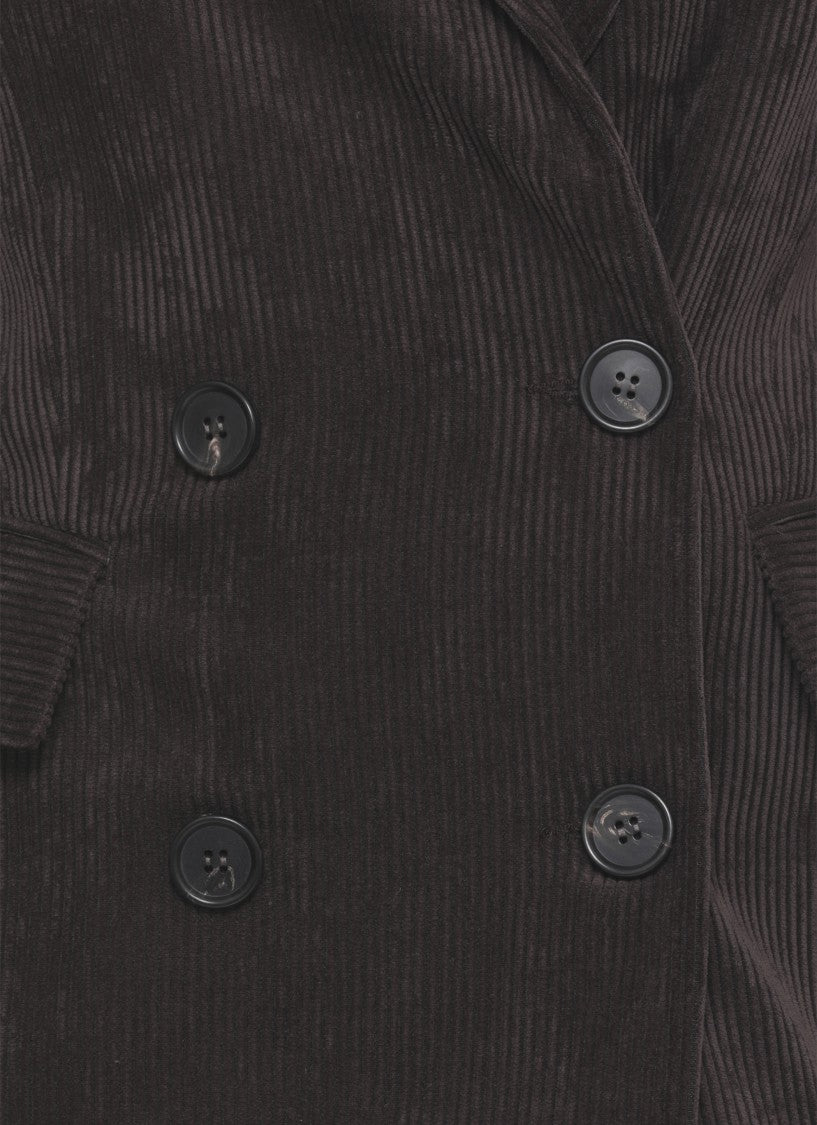 D. Exterior Brown Corduroy Double Breasted Blazer