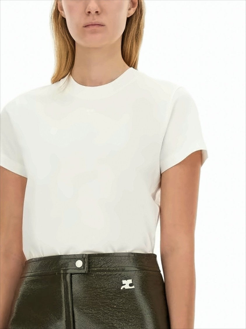 Courrèges Short-Sleeve Cotton T-Shirt With Crew Neckline