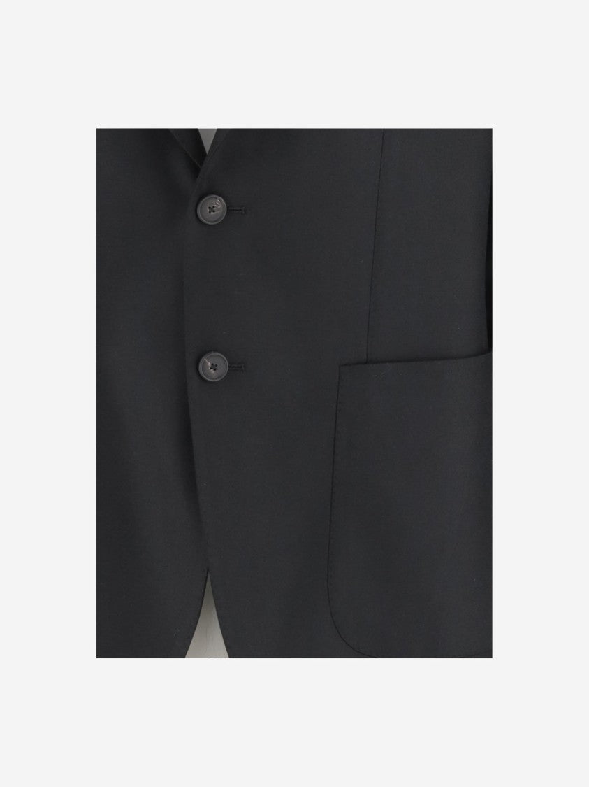 Tagliatore Single-Breasted Stretch Wool Jacket With Welt Pockets And Reverse Spear Collar