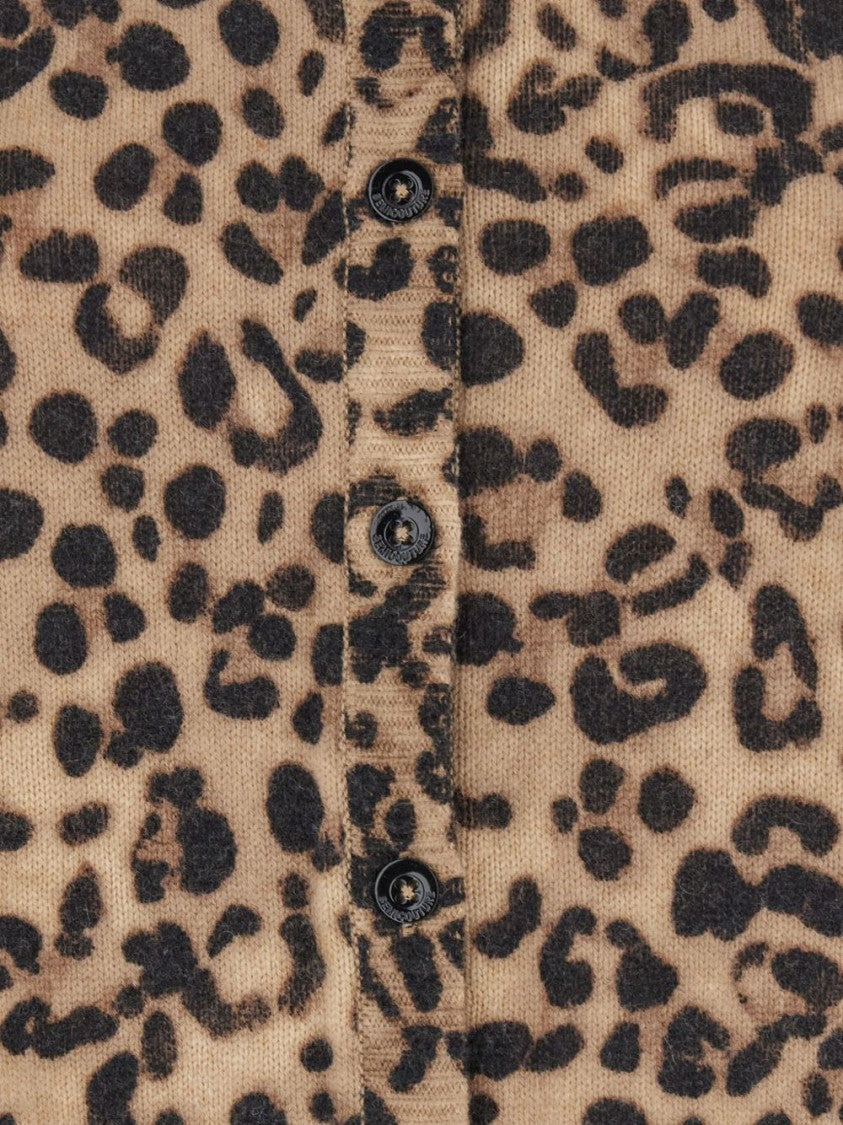Semi Couture Cropped Cardigan With Bold Leopard Print