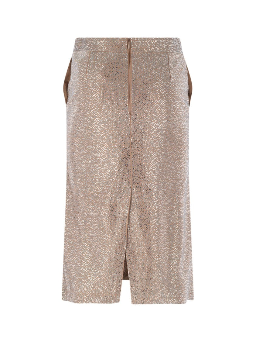 Giuseppe Di Morabito Strass Midi Skirt – Beige