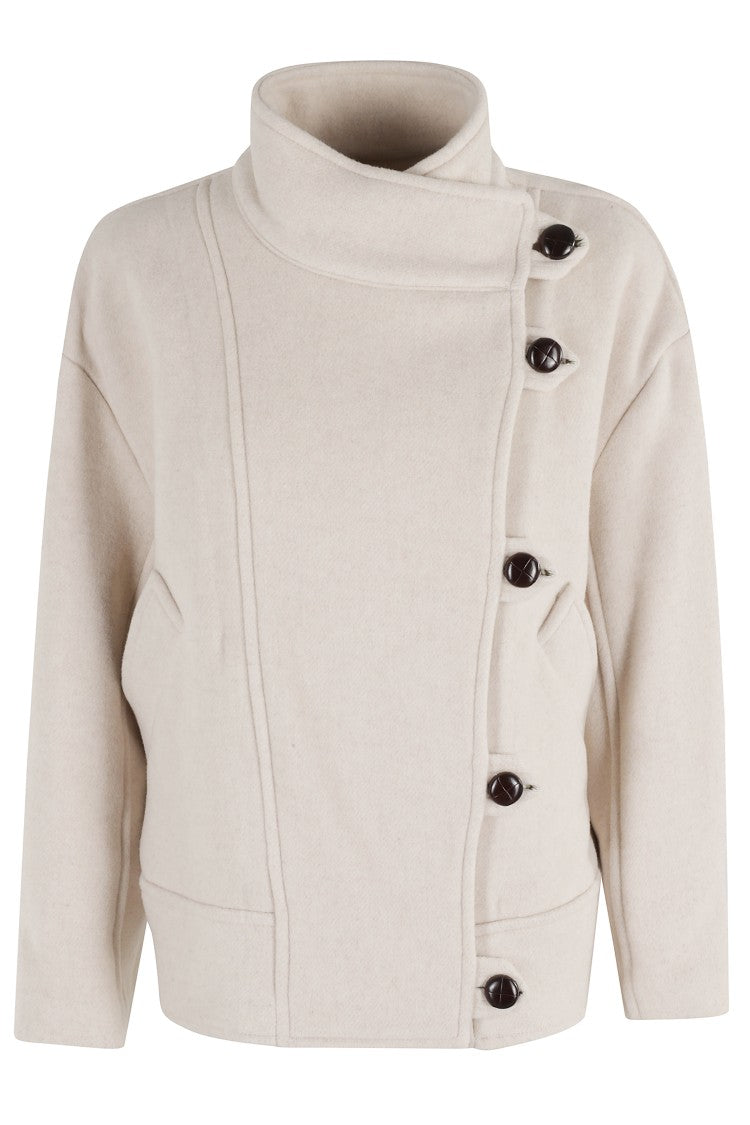 Isabel Marant Hanisgb Balloon-Cut Wool-Blend Jacket With High Collar