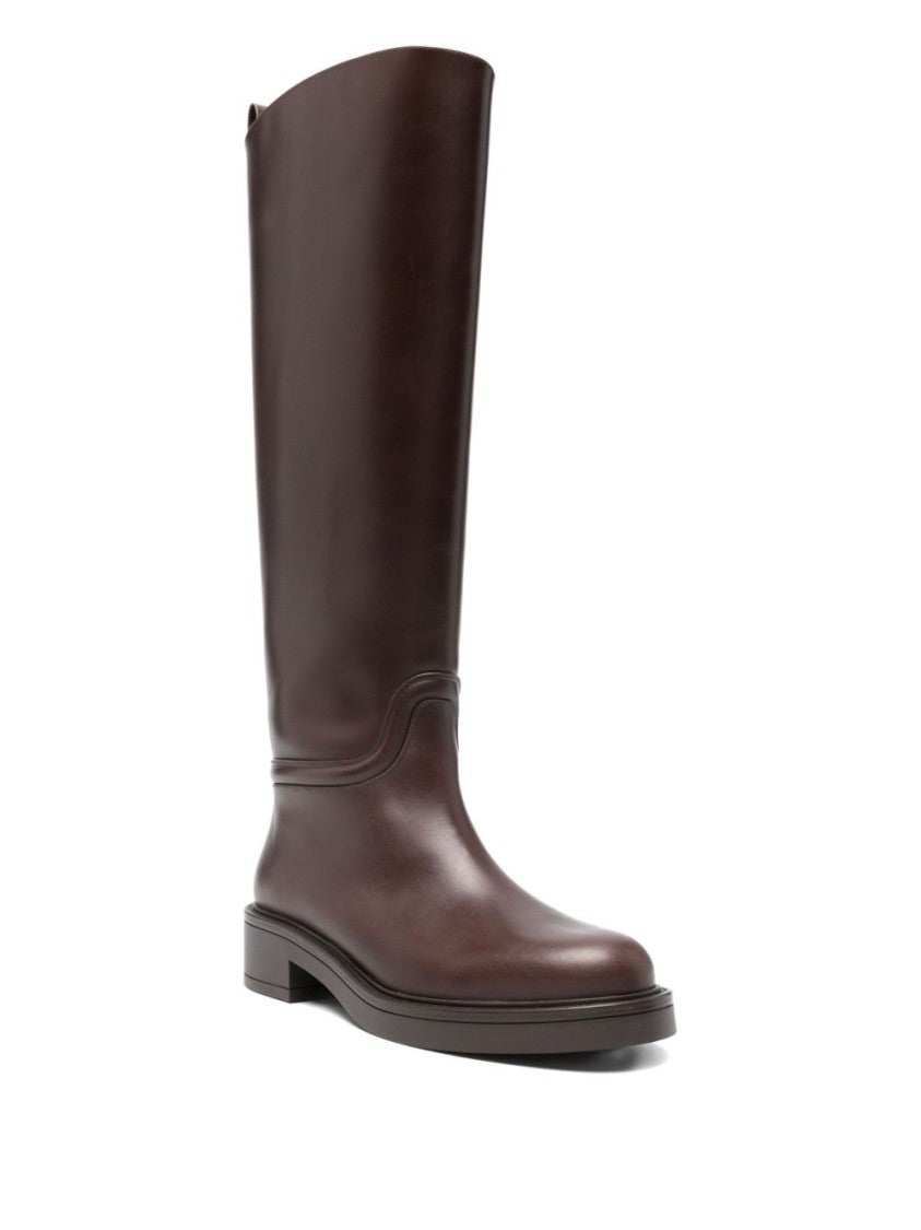 Stuart Weitzman Beige Vitello Leather Ankle Boots