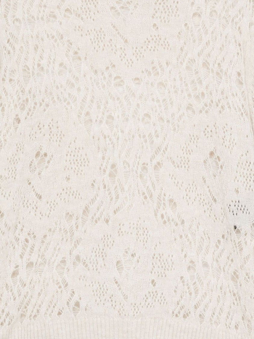 Dexterior Knit Sweater With Lace-Like Pattern