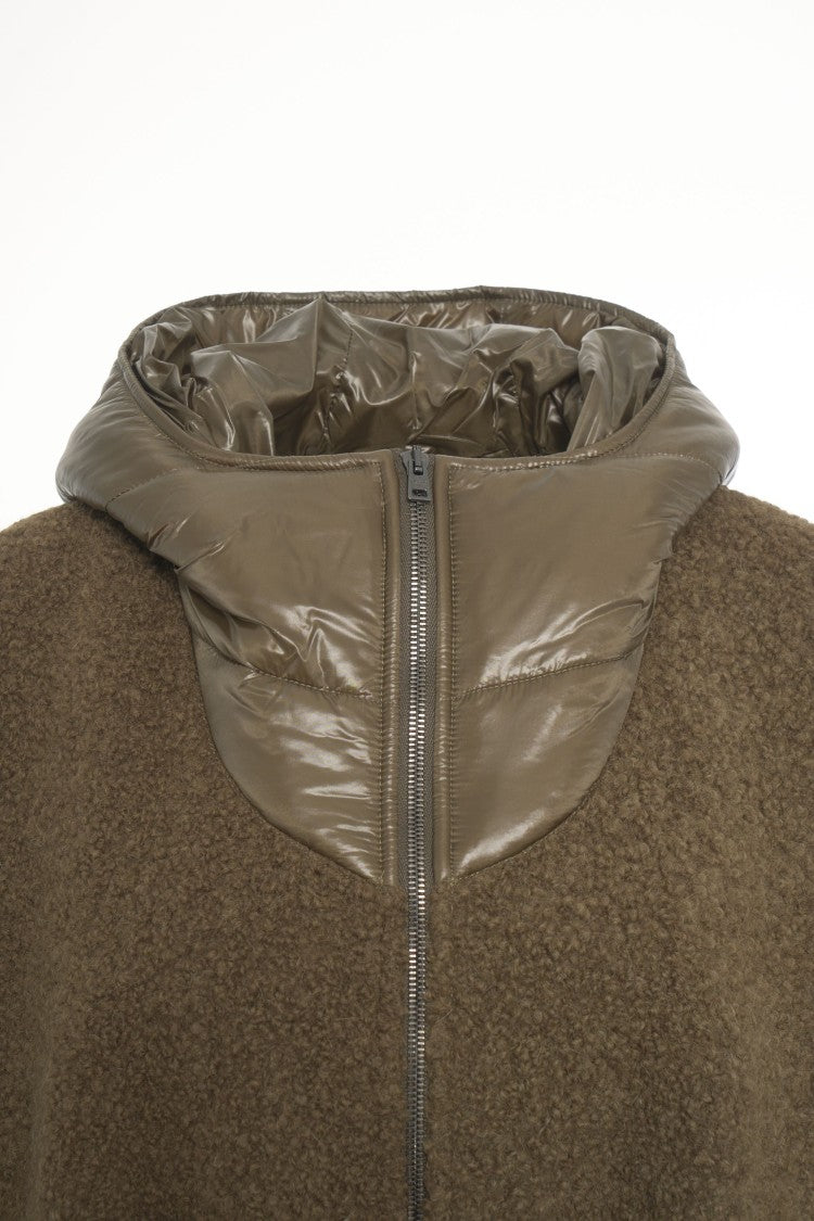 Herno Quilted Cape With Fringe Hem And Oversized Silhouette