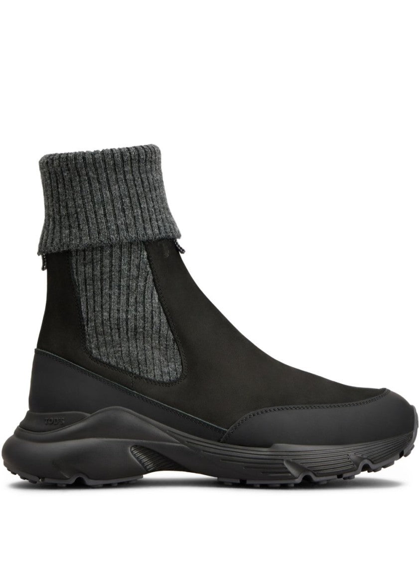 Tod's High Knitted Cuff Sneakers With Textured Upper And Chunky Sole