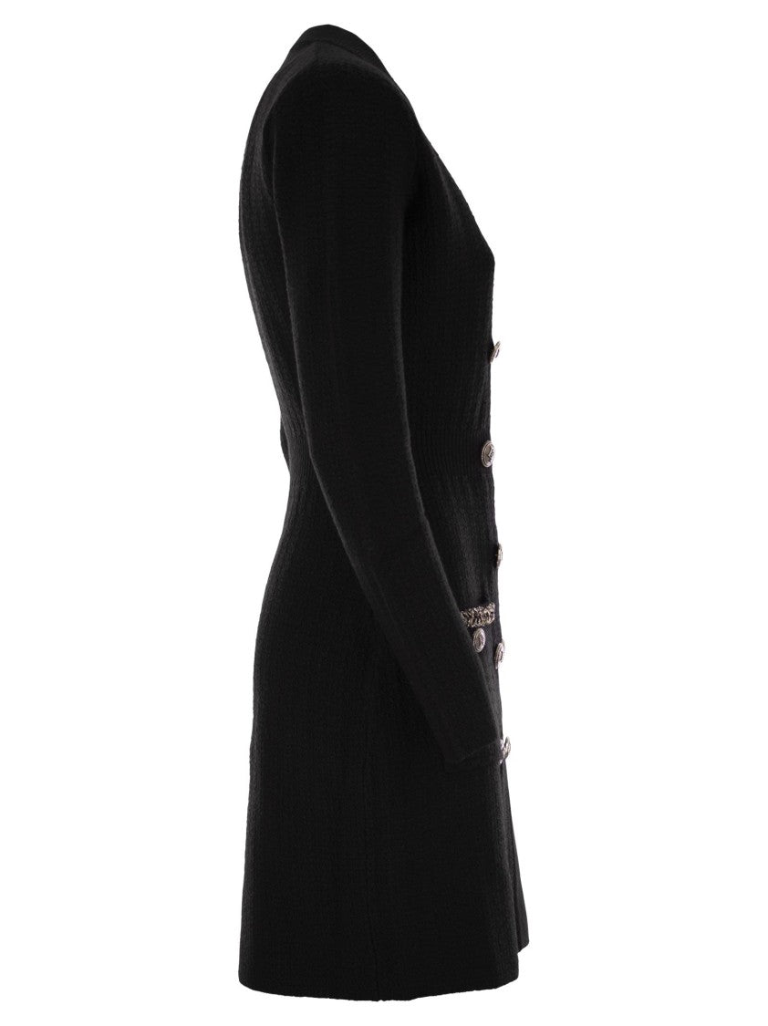 Elisabetta Franchi Robe Manteau In Bouclé Wool With Embroidery