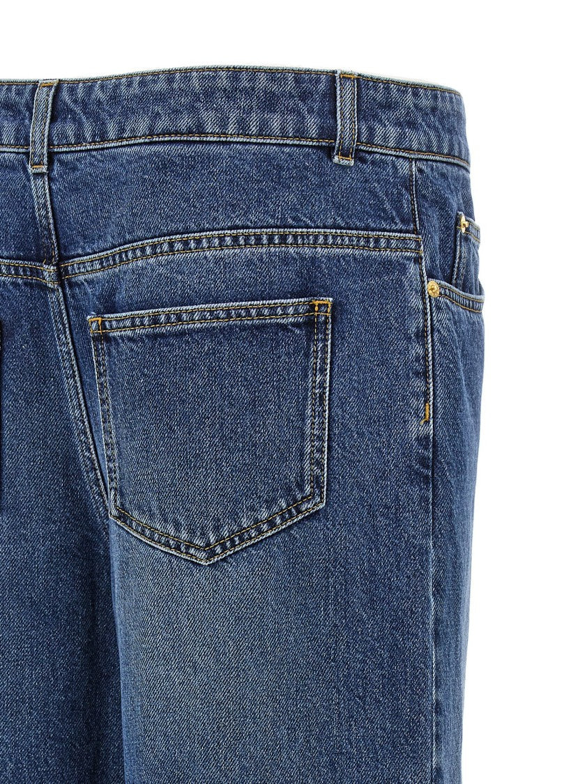 Moschino Wide-Leg Denim Jeans With Teddy Button Closure