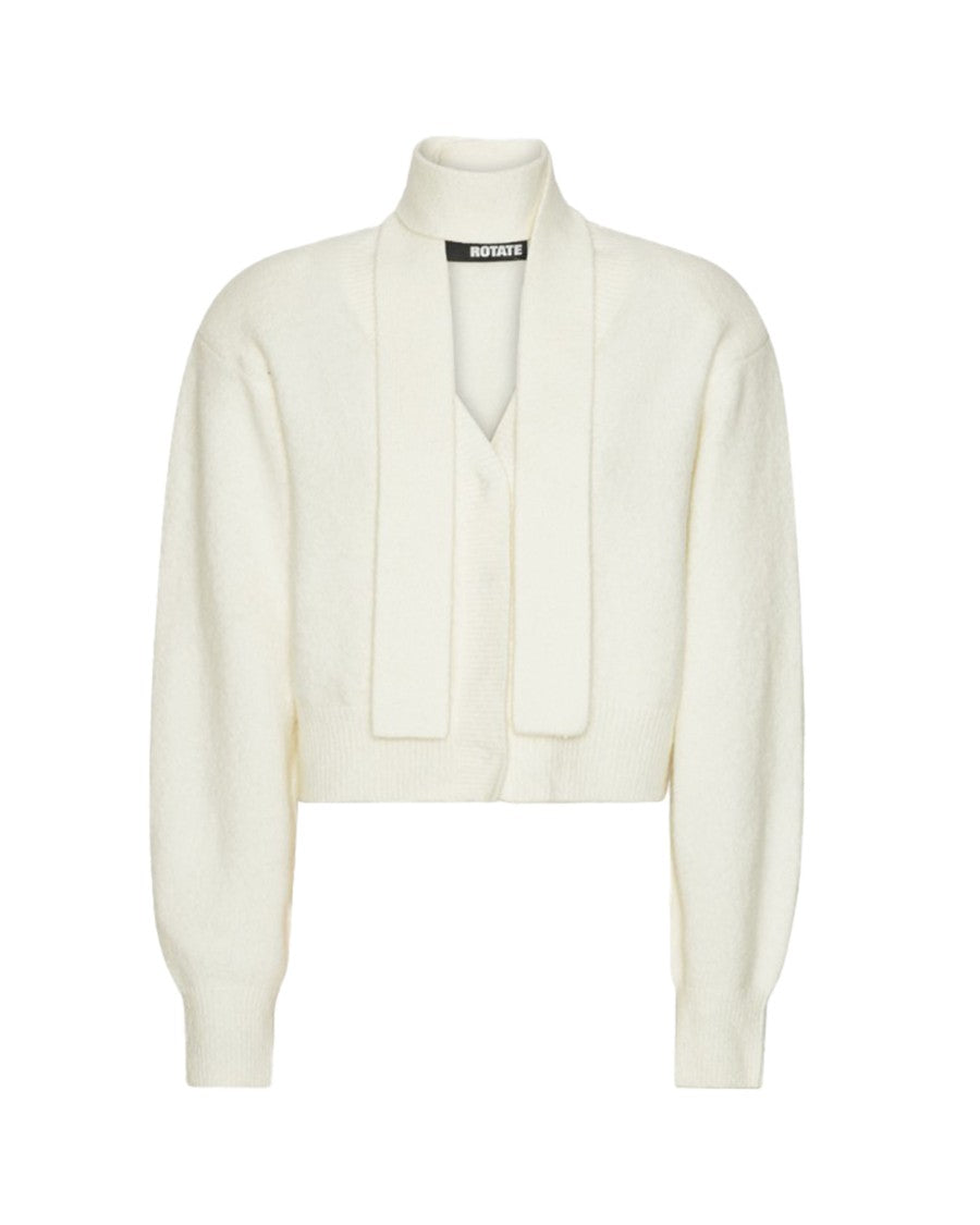 Rotate White Knit Scarf Cardigan