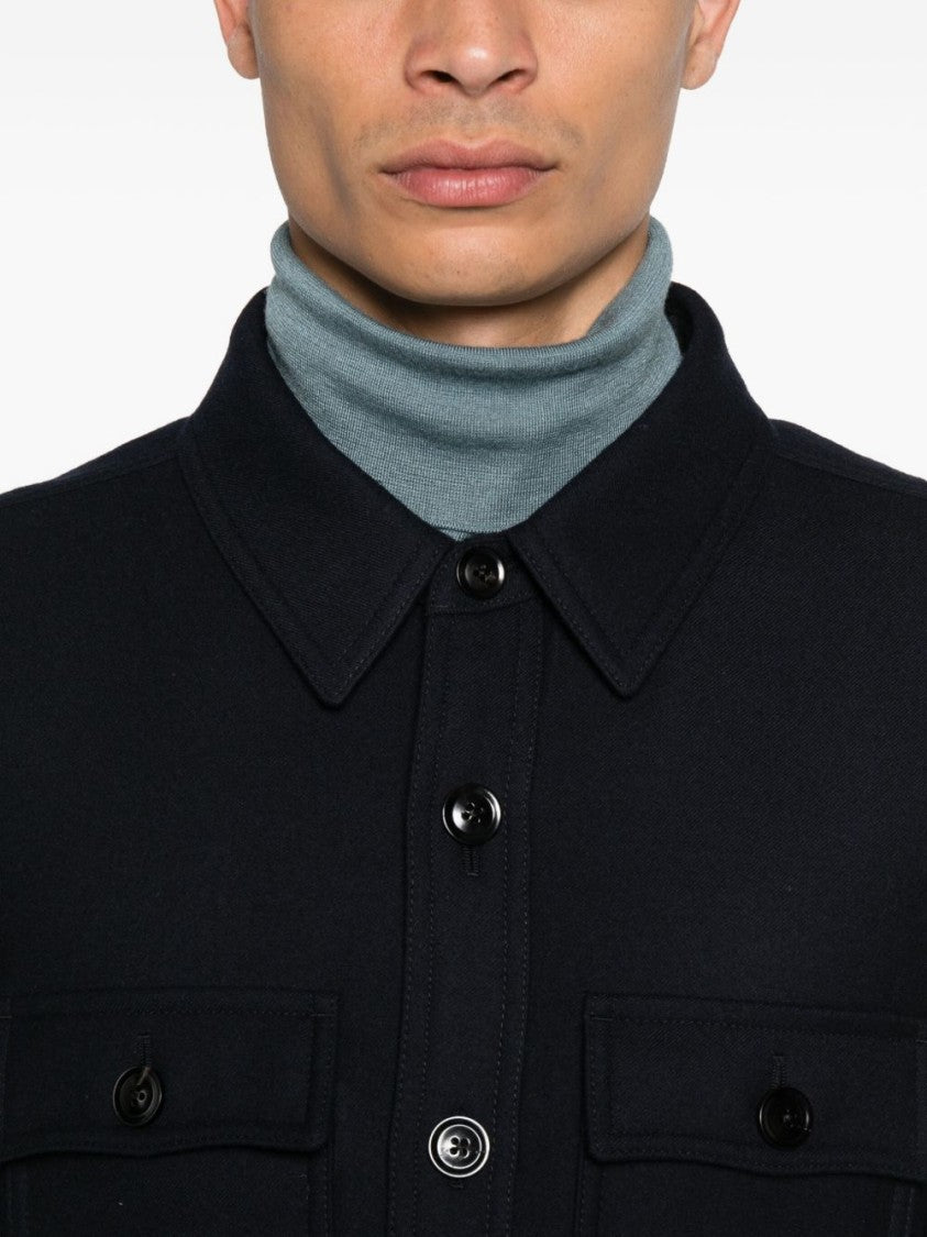Tom Ford Double Splittable Light Wool Chest Pocket Outershirt