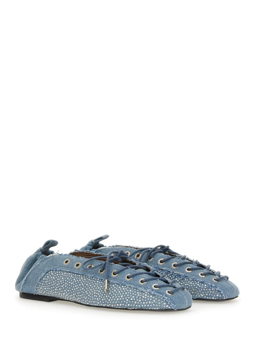 Ganni Lace-Up Ballerina