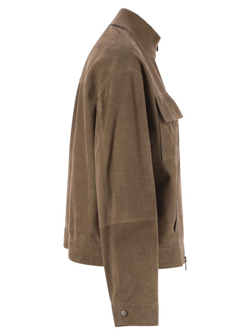 Brunello Cucinelli Couture Suede Outerwear With Jewellery