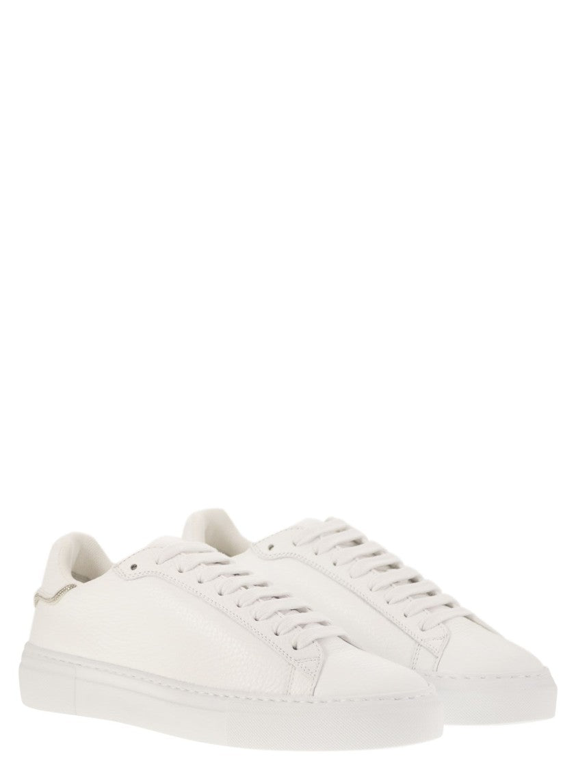 Fabiana Filippi Leather Trainers With Diamond Thread