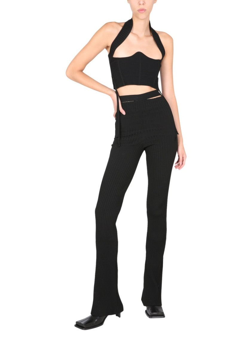 Andreâdamo Ribbed Trousers With Cut Out Belt
