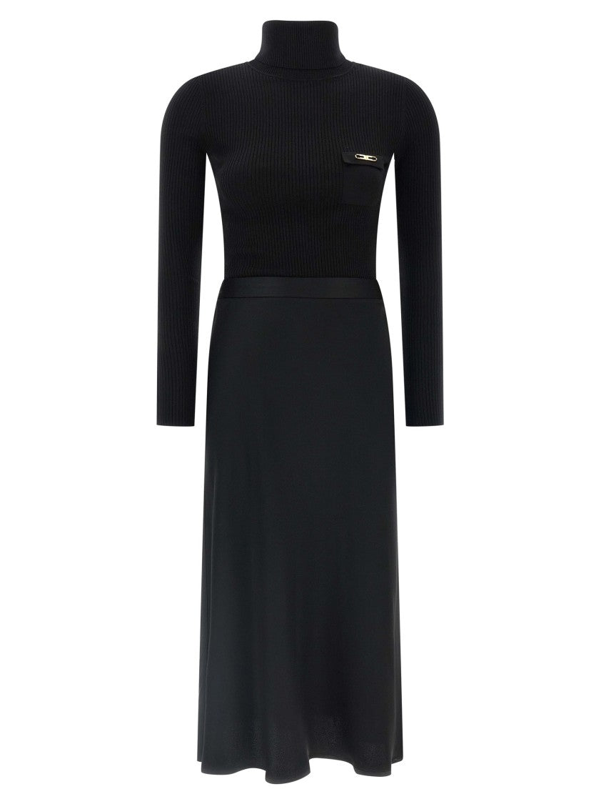 Elisabetta Franchi Ribbed Turtleneck Midi Dress