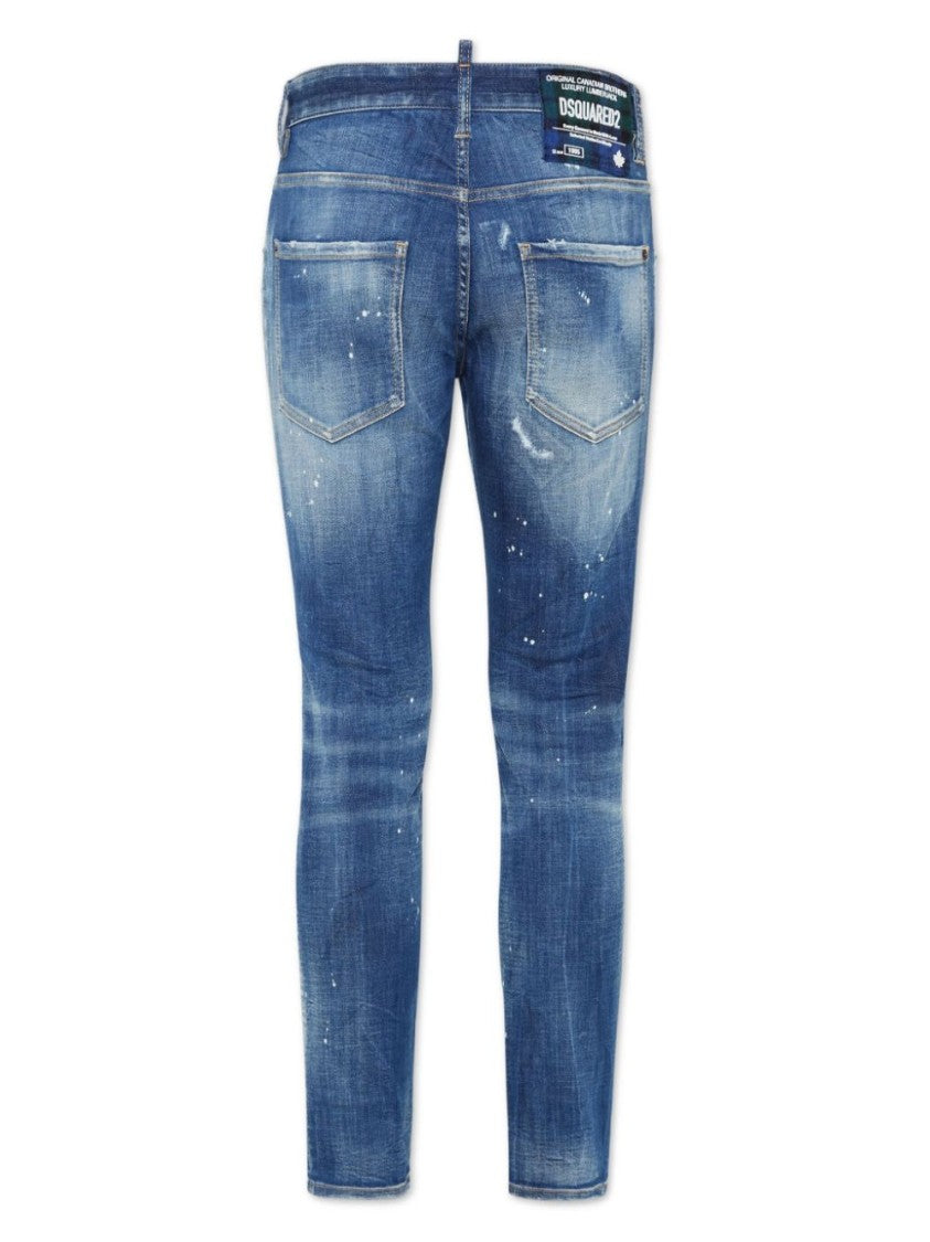Dsquared2 Slim-Fit Blue Denim Jeans With Distressed Detailing