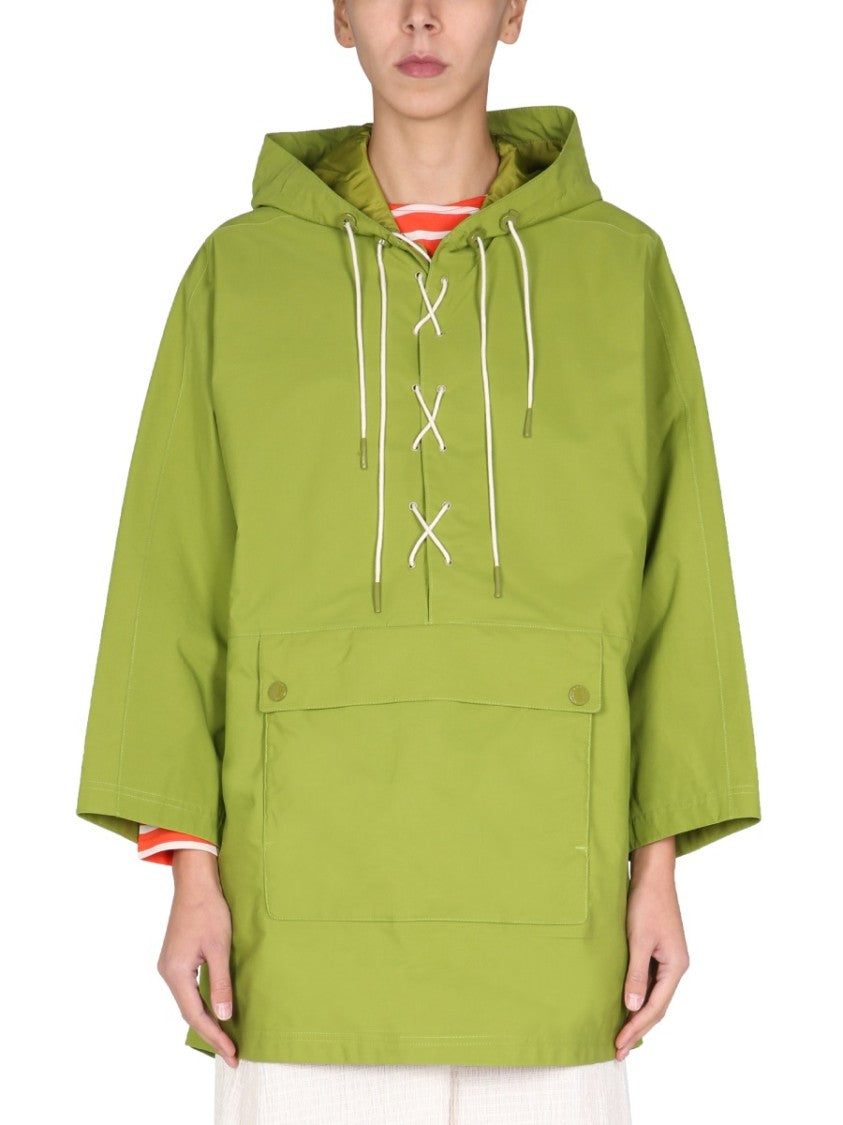 Barbour Boxy Silhouette Parka With Lace-Up Front