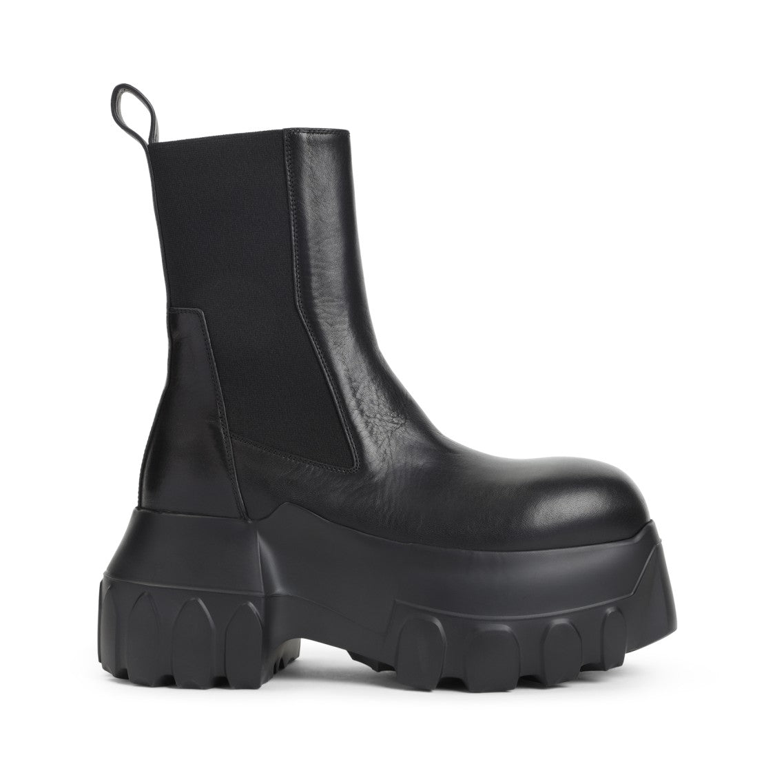 Rick Owens Beatle Mega Tractor Black Calf Leather Boots