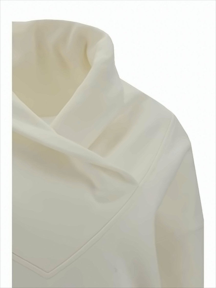 Saint Laurent Cropped Hoodie With Crossover Collar And Ribbed Detailing