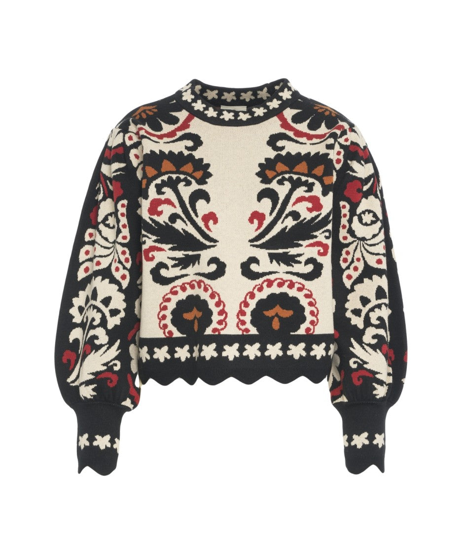 Farm Rio Patterned Knit Sweater