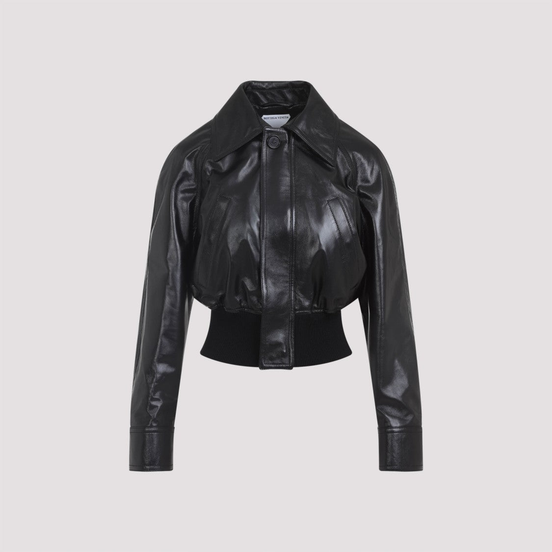 Bottega Veneta Cropped Black Lamb Leather Jacket