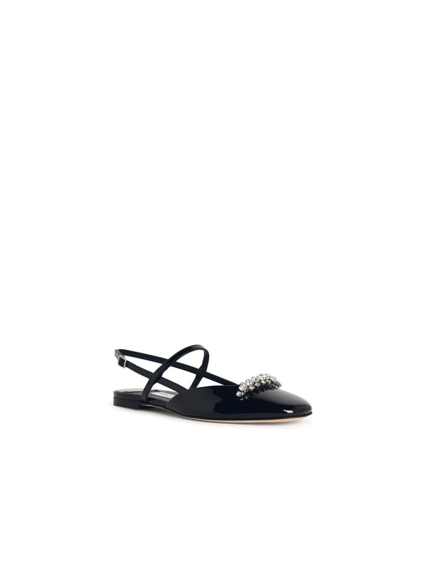 Jimmy Choo Belinda Sb Flat' Black Leather Ballet Flats