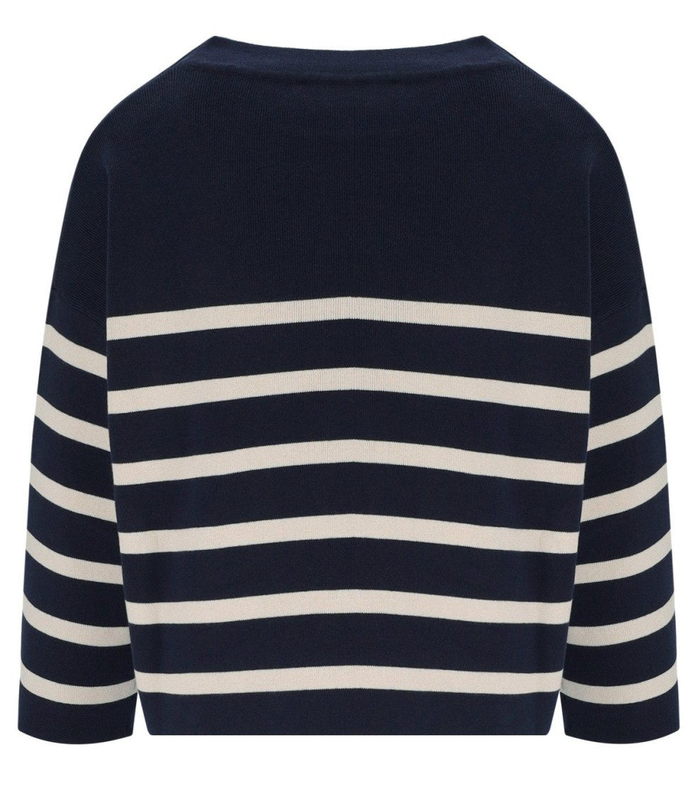 Max Mara Pinide Navy Blue Cropped Pullover