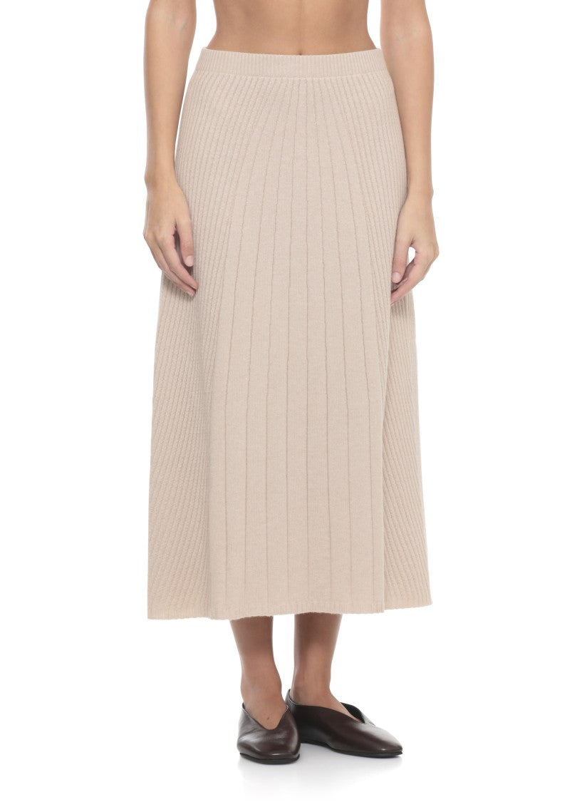 D. Exterior Beige Cashmere And Wool Midi Skirt