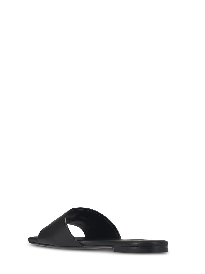 Courrèges Black Leather Sandals With Wide Strap Design