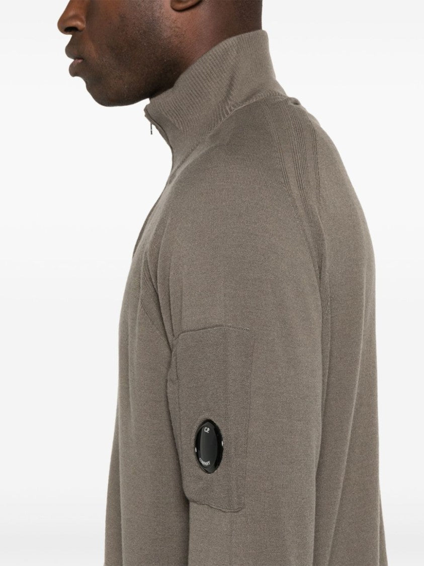 C.P. Company Lens-Detailed Olive Green Sweater